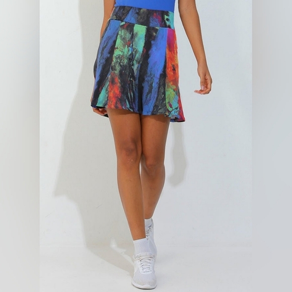 DonaJo Multicolored Abstract Tennis Pickleball Sporty Skorts Skirt Size Large - Picture 12 of 13